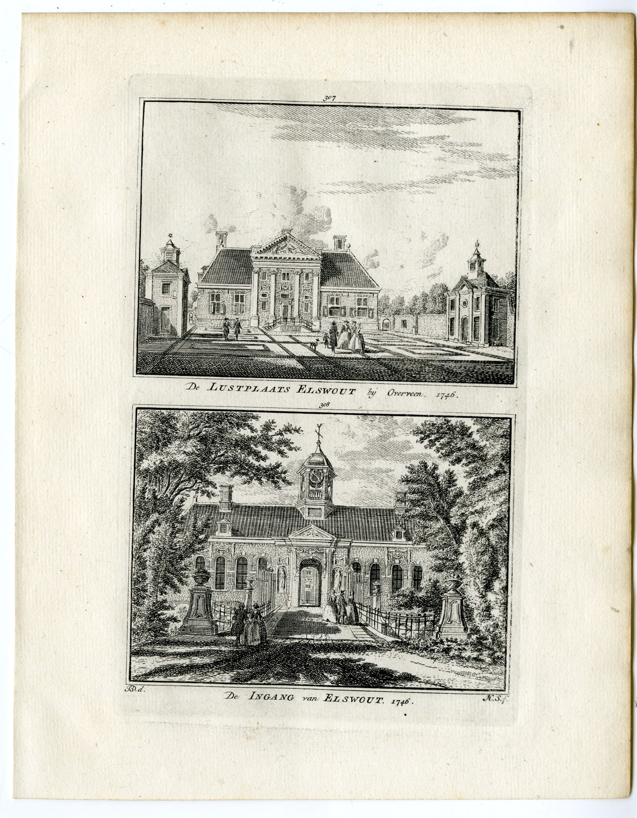, Antique Print-OVERVEEN-ELSWOUT-Spilman-de Beijer-1746, Pictura Antique Prints
