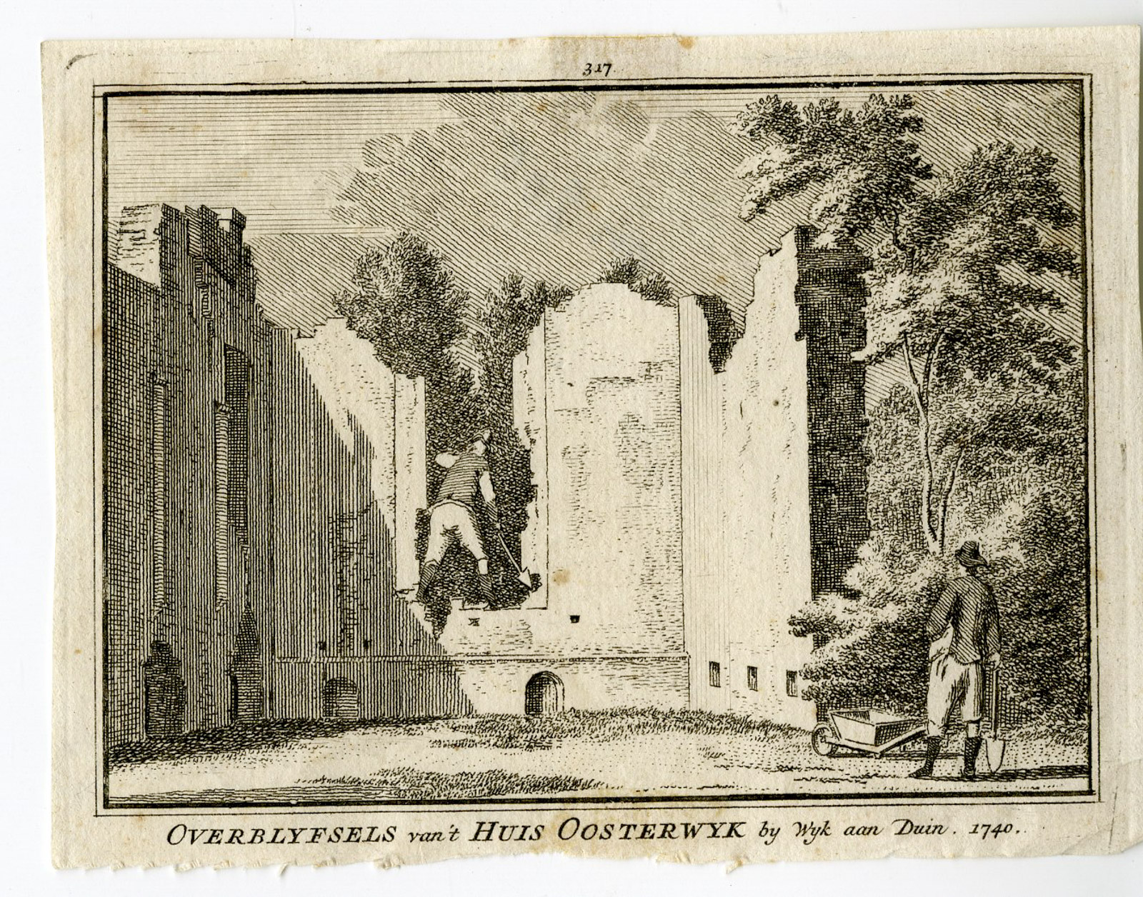 , Antique Print-OOSTERWIJK CASTLE-RUIN-WIJK AAN ZEE-Spilman-de Beijer-1746, Pictura Antique Prints