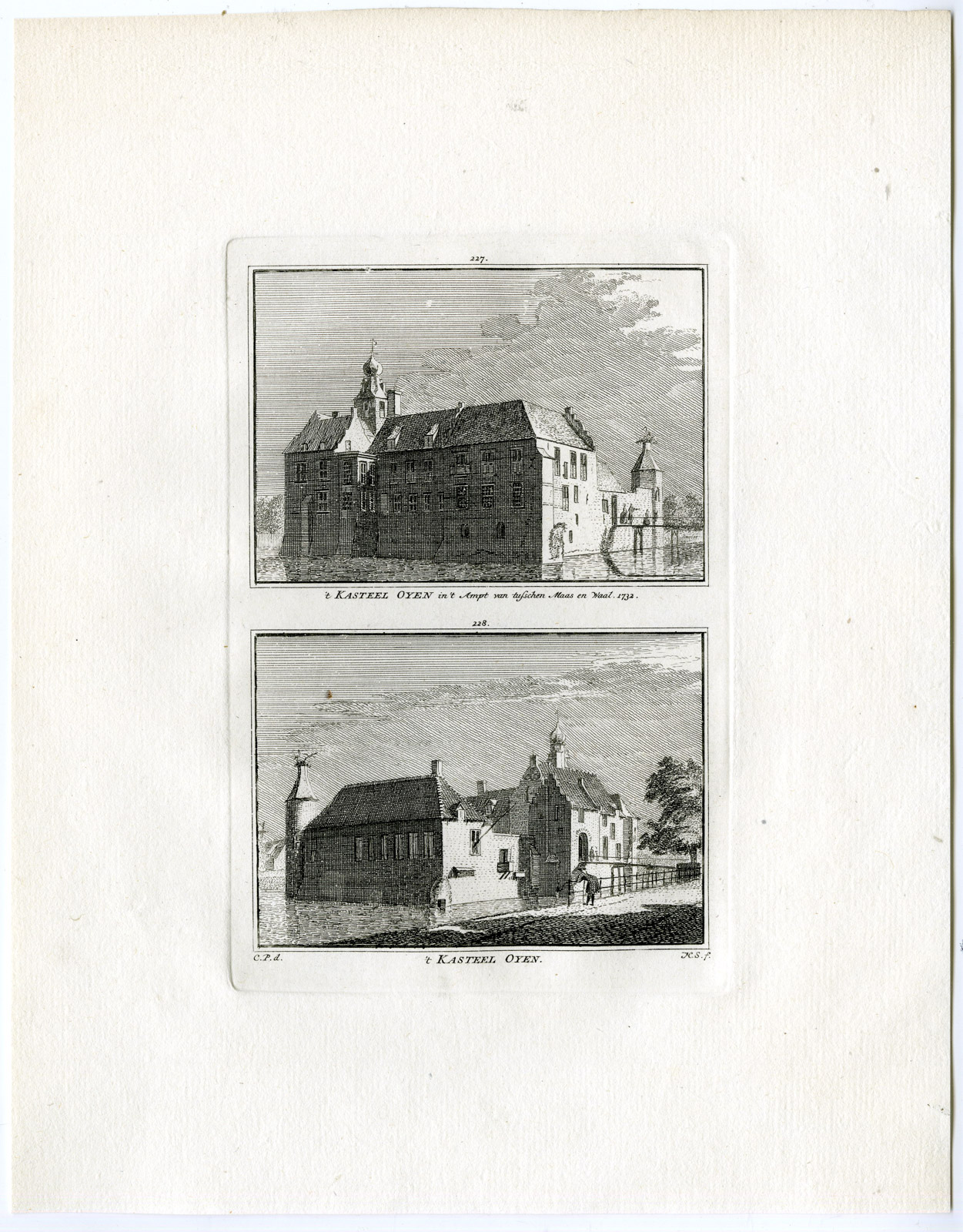 , Antique Print-OIJEN CASTLE-OYEN-Spilman-de Beijer-1746, Pictura Antique Prints