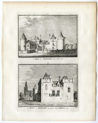 Antique Print-SCHAGEN-CASTLE-CHURCH-Spilman-de Beijer-1746