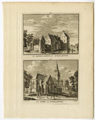 Antique Print-SCHALKWIJK-CASTLE-VILLAGE-HOUTEN-Spilman-de Beijer-1746