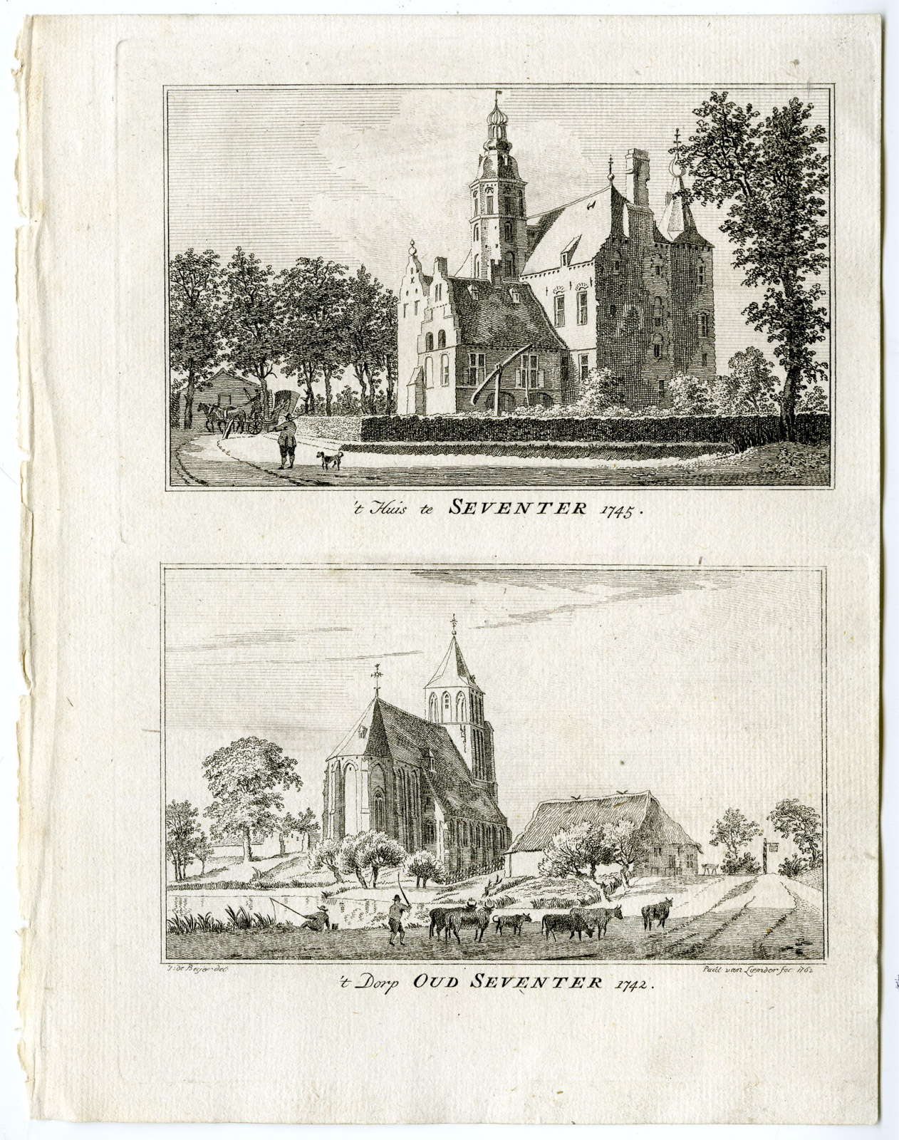 , Antique Print-SEVENTER-OUD ZEVENAAR-CASTLE-Liender-de Beijer-1746, Pictura Antique Prints