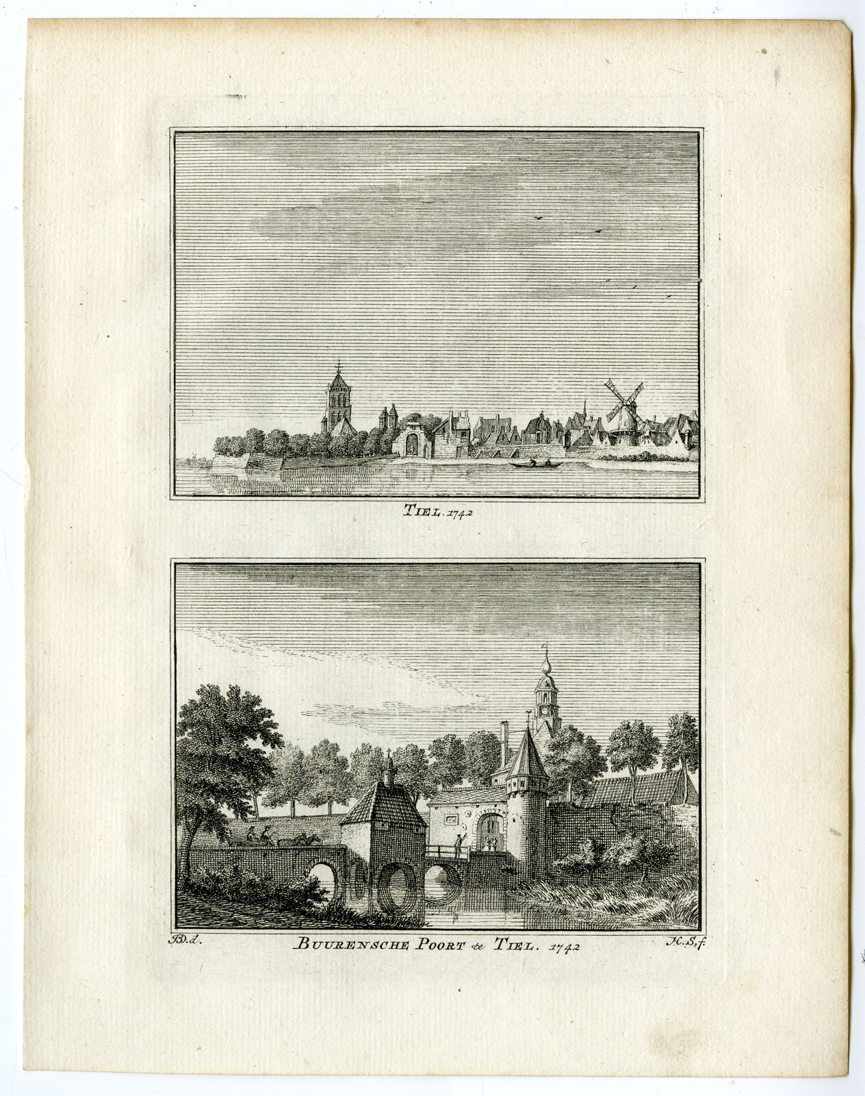 , Antique Print-TIEL-BURENSE POORT-CITY GATE-Spilman-de Beijer-1746, Pictura Antique Prints