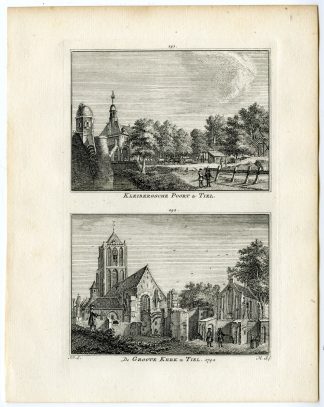 Antique Print-TIEL-KLEIBERGSE POORT-GROTE KERK-Spilman-de Beijer-1746