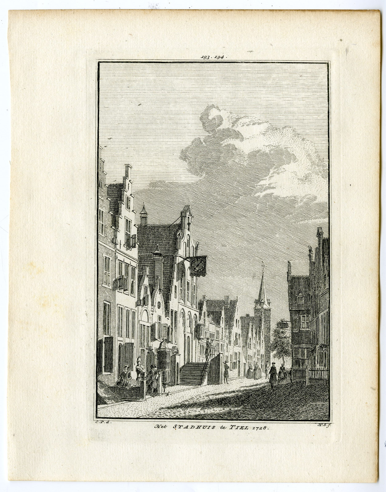 , Antique Print-TIEL-STADHUIS-CITY HALL-Spilman-de Beijer-1746, Pictura Antique Prints