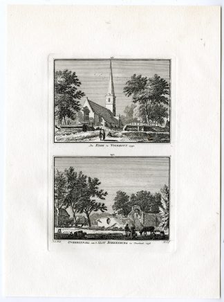 Antique Print-VOORHOUT-BOEKENBURG CASTLE-CHURCH-Spilman-de Beijer-1746