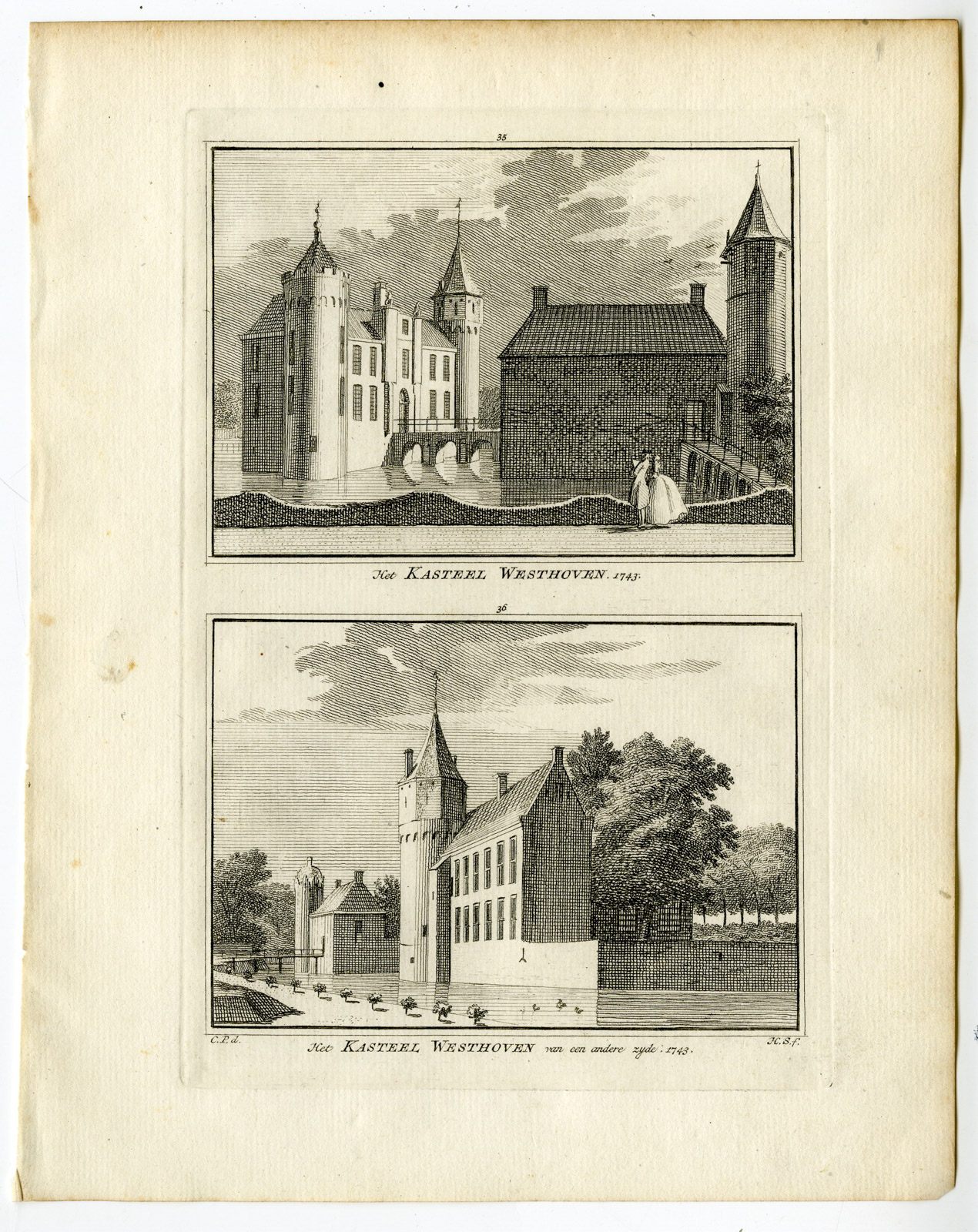 , Antique Print-WESTHOVE CASTLE-OOSTKAPELLE-Spilman-de Beijer-1746, Pictura Antique Prints