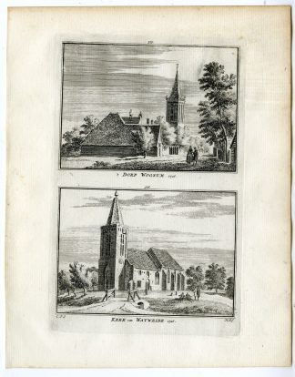 Antique Print-WOGNUM-WATWEIDE-VILLAGE-CHURCH-Spilman-de Beijer-1746
