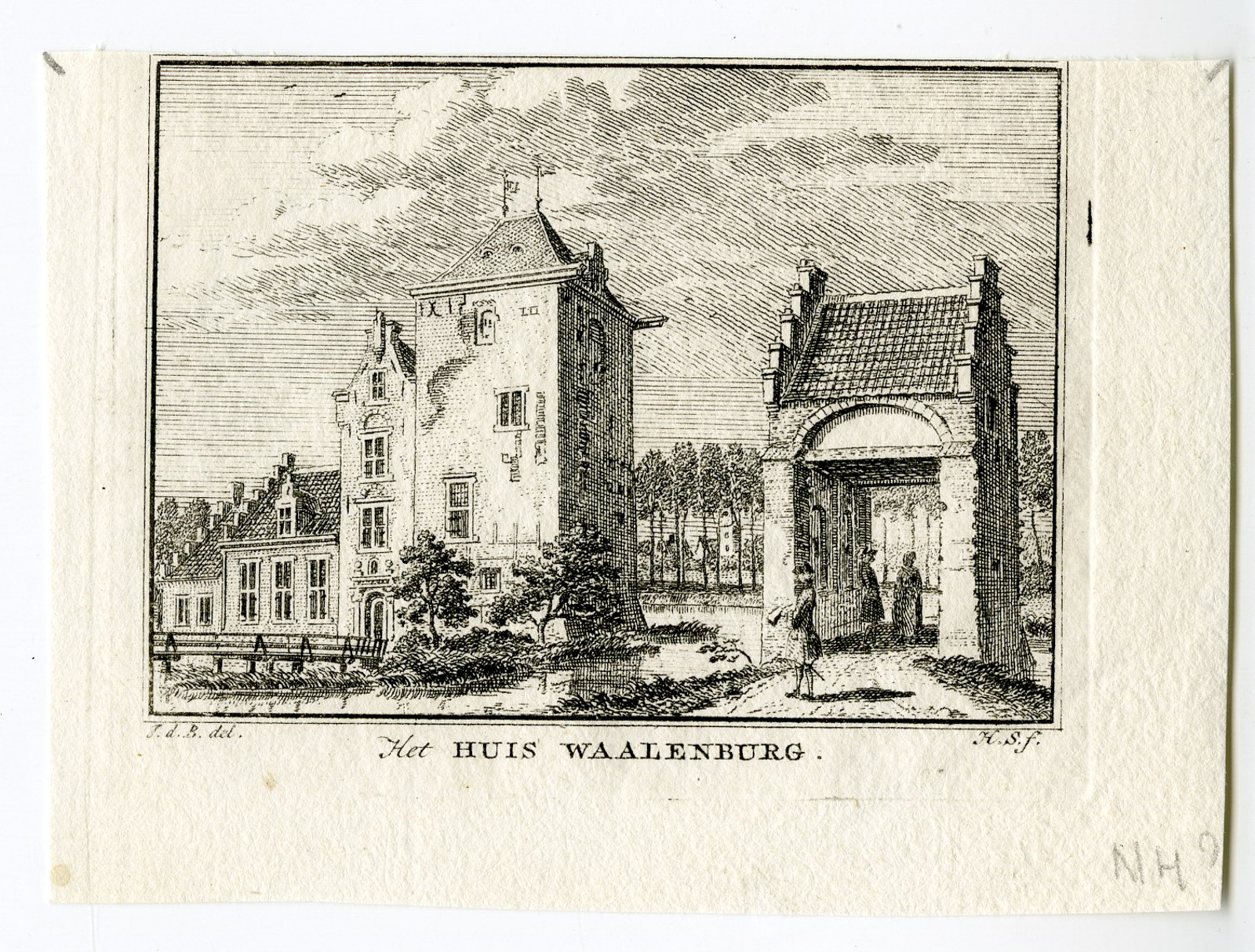 , Antique Print-WALENBURG CASTLE-LANGBROEK-Spilman-de Beijer-1746, Pictura Antique Prints
