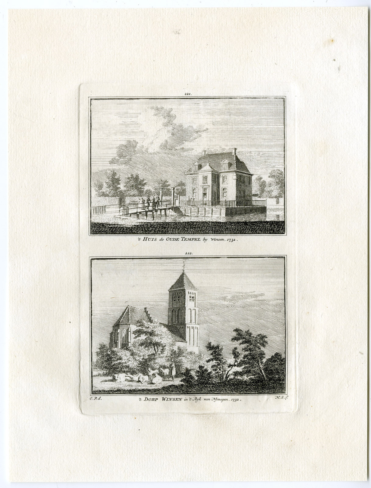 , Antique Print-WINSSEN-NIJMEGEN-DE OUDE TEMPEL-Spilman-de Beijer-1746, Pictura Antique Prints
