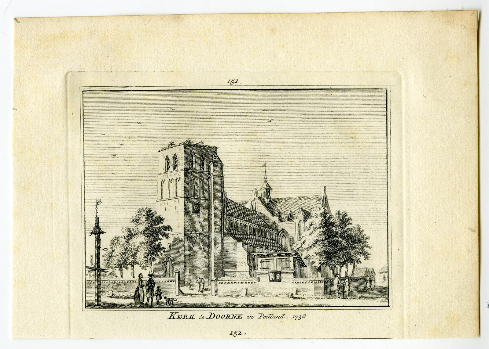 , Antique Print-DEURNE-DOORNE-CHURCH-VILLAGE-Spilman-de Beijer-1746, Pictura Antique Prints