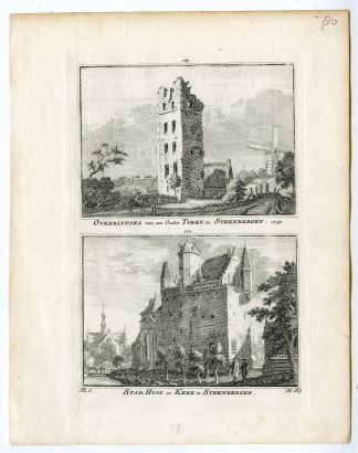 Antique Print-STEENBERGEN-CITY HALL-CHURCH-TOWER-Spilman-de Beijer-1746
