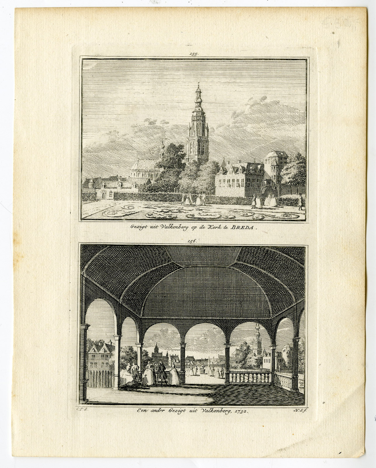 , Antique Print-VALKENBERG PARK-CHURCH-BREDA-Spilman-de Beijer-1746, Pictura Antique Prints