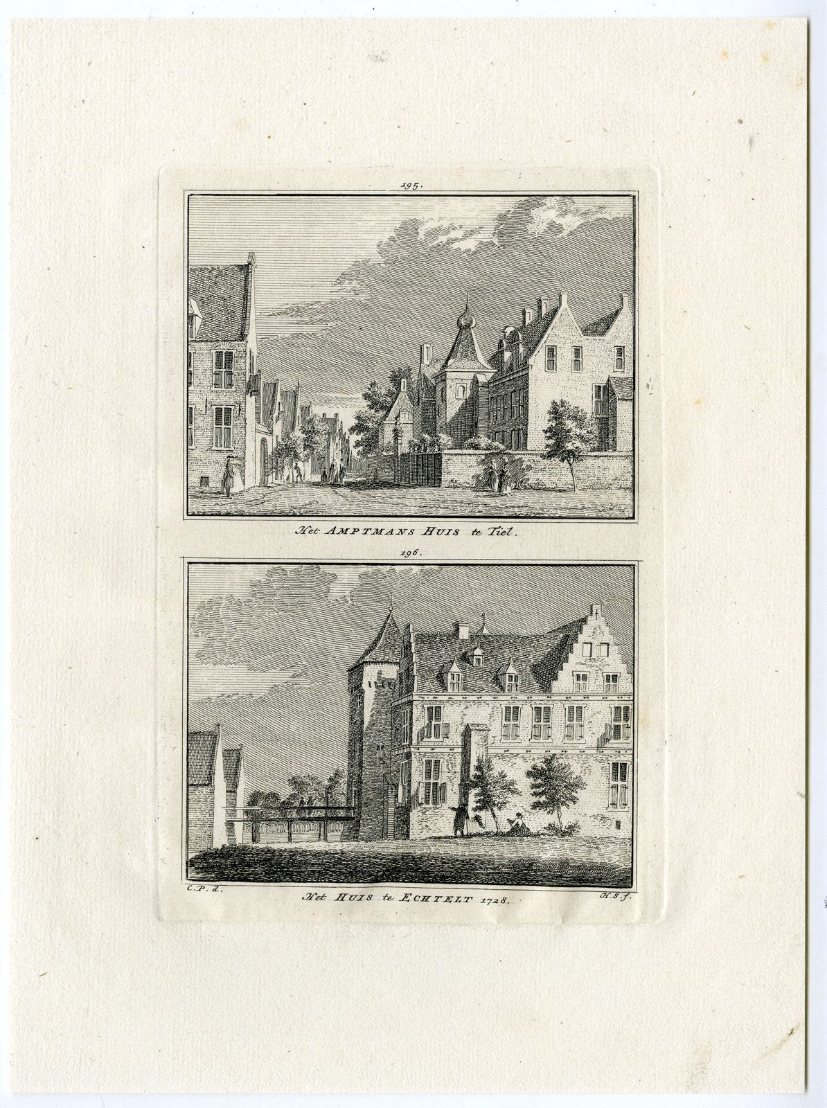 , Antique Print-TIEL-WIJENBURG CASTLE-ECHTELD-Spilman-de Beijer-1746, Pictura Antique Prints