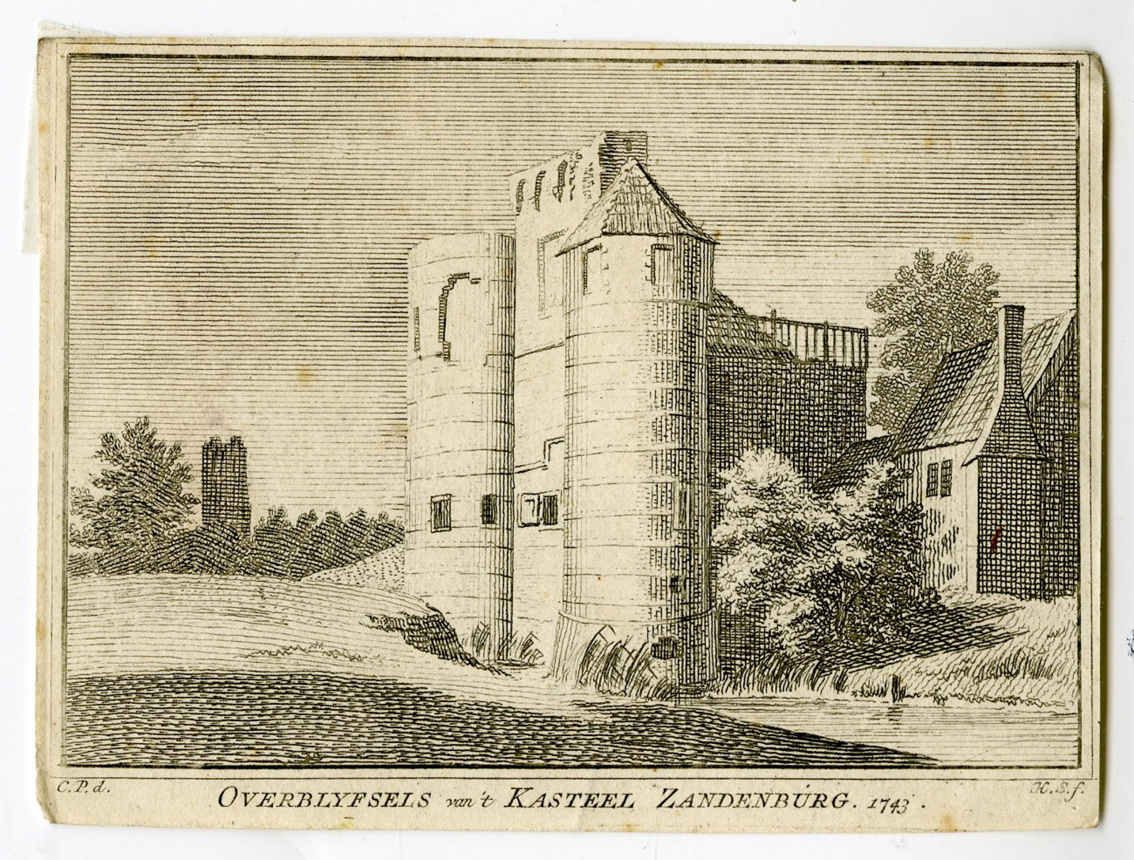 , Antique Print-ZANDENBURG CASTLE-ZEELAND-VEERE-Spilman-de Beijer-1746, Pictura Antique Prints