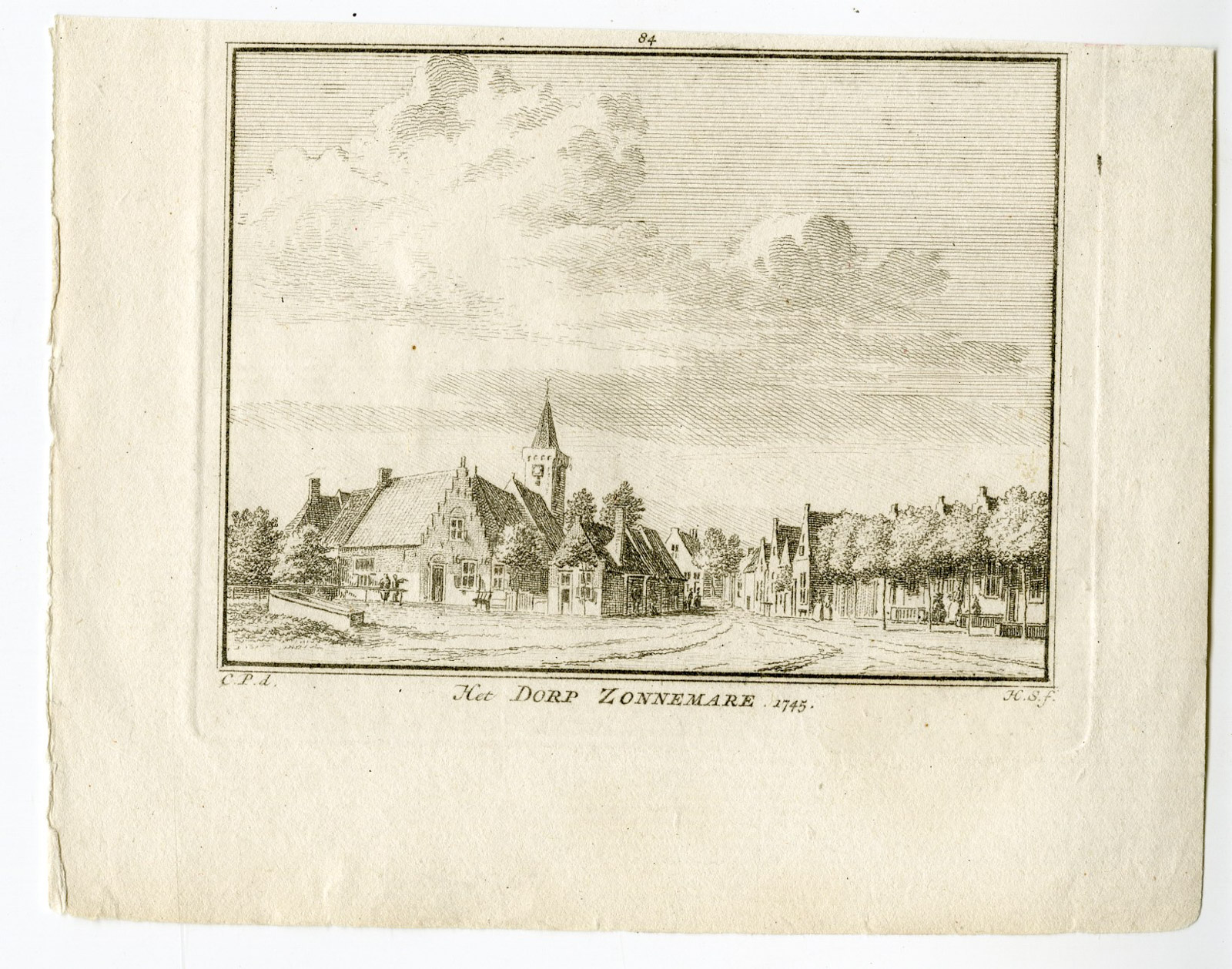 , Antique Print-ZONNEMAIRE-ZEELAND-VILLAGE-Spilman-de Beijer-1746, Pictura Antique Prints