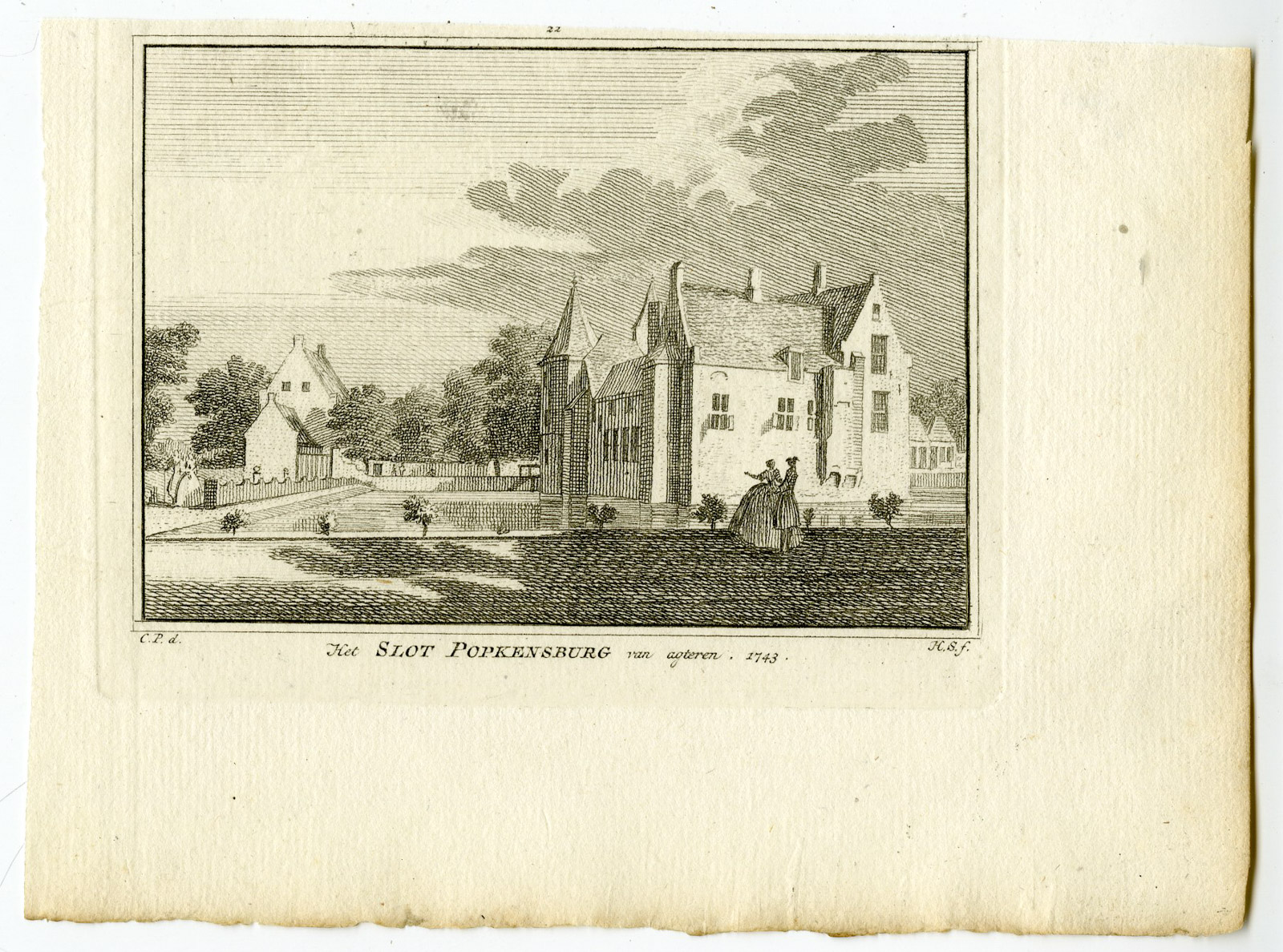 , Antique Print-POPKENSBURG CASTLE-SINT LAURENS-Spilman-de Beijer-1746, Pictura Antique Prints