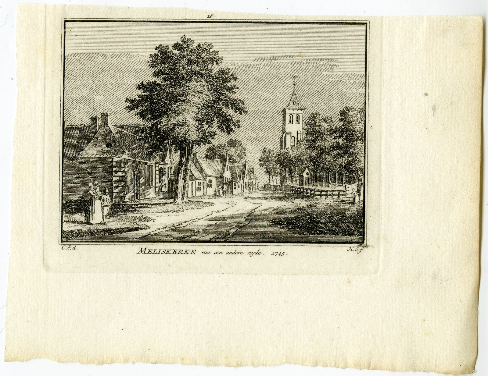 , Antique Print-MELISKERKE-VEERE-VILLAGE-VIEW-Spilman-de Beijer-1746, Pictura Antique Prints