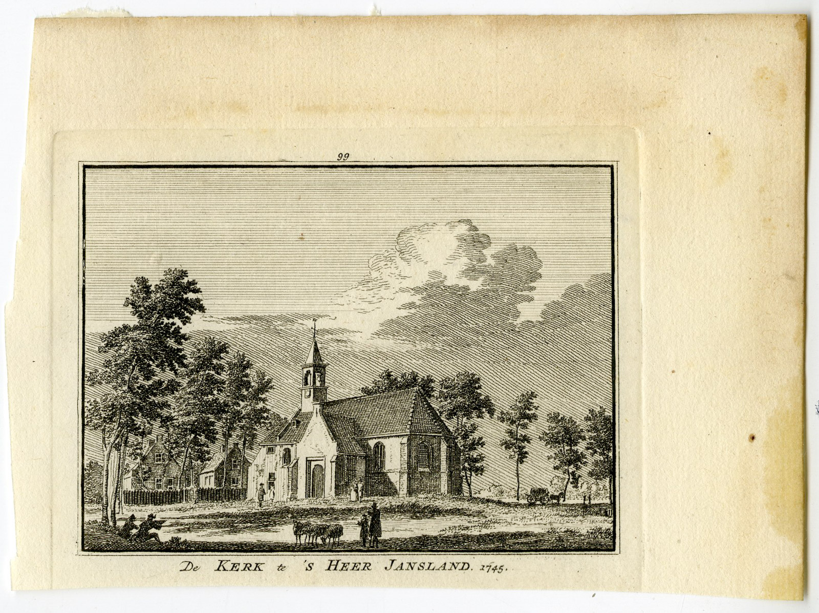 , Antique Print-SIRJANSLAND-VILLAGE-CHURCH-VIEW-Spilman-de Beijer-1746, Pictura Antique Prints
