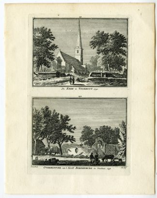 Antique Print-VOORHOUT-CHURCH-BOEKENBURG CASTLE-Spilman-de Beijer-1746