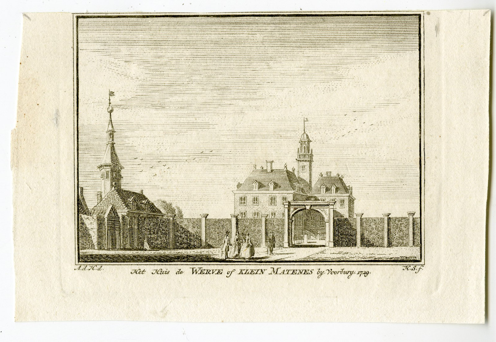 , Antique Print-VOORBURG-DE WERVE CASTLE-Spilman-de Beijer-1746, Pictura Antique Prints