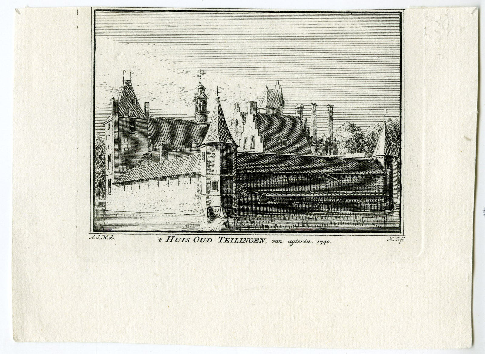 , Antique Print-OUD TEYLINGEN CASTLE-WARMOND-Spilman-de Beijer-1746, Pictura Antique Prints