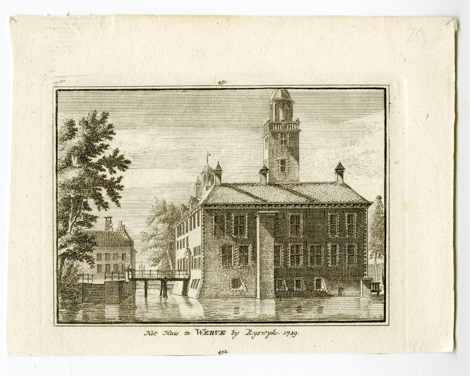 , Antique Print-HUIS TE WERVE-RIJSWIJK-MANOR-Spilman-de Beijer-1746, Pictura Antique Prints