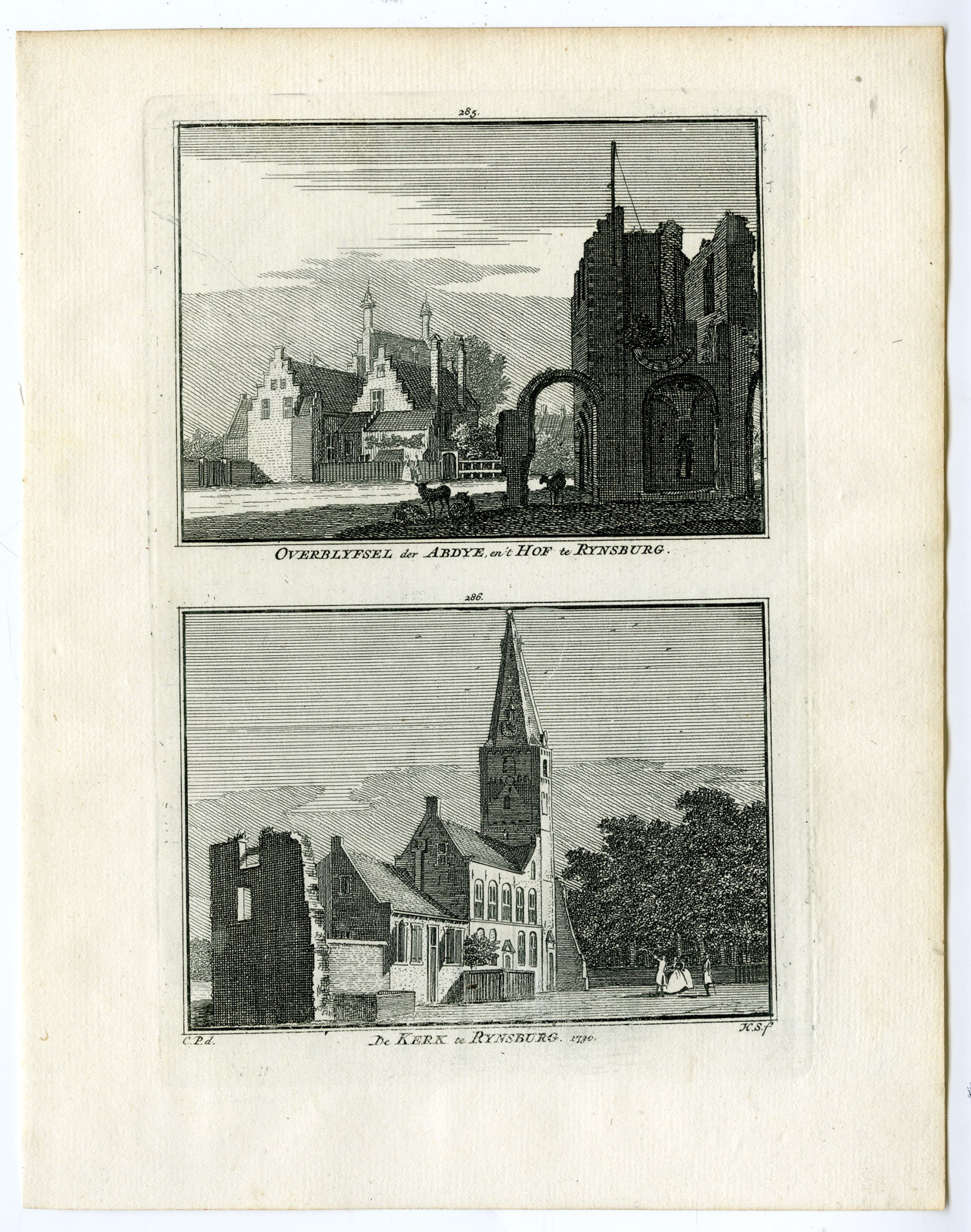 Pco 26621 416x528 Antique Print-HOF TE RIJNSBURG-COURT-ABBEY-CHURCH-Spilman-de Beijer-1746