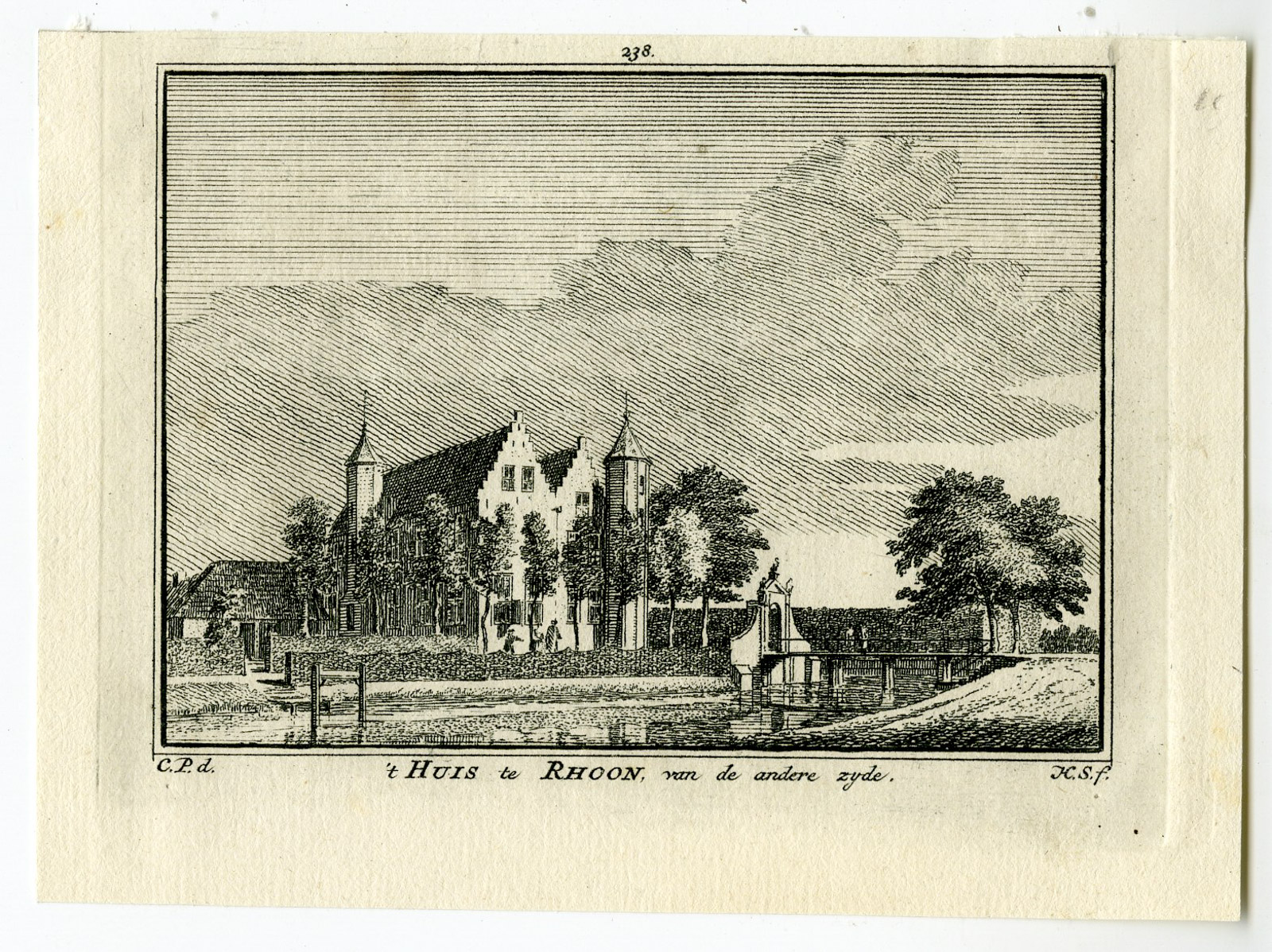 , Antique Print-CASTLE-KASTEEL VAN RHOON-Spilman-de Beijer-1746, Pictura Antique Prints