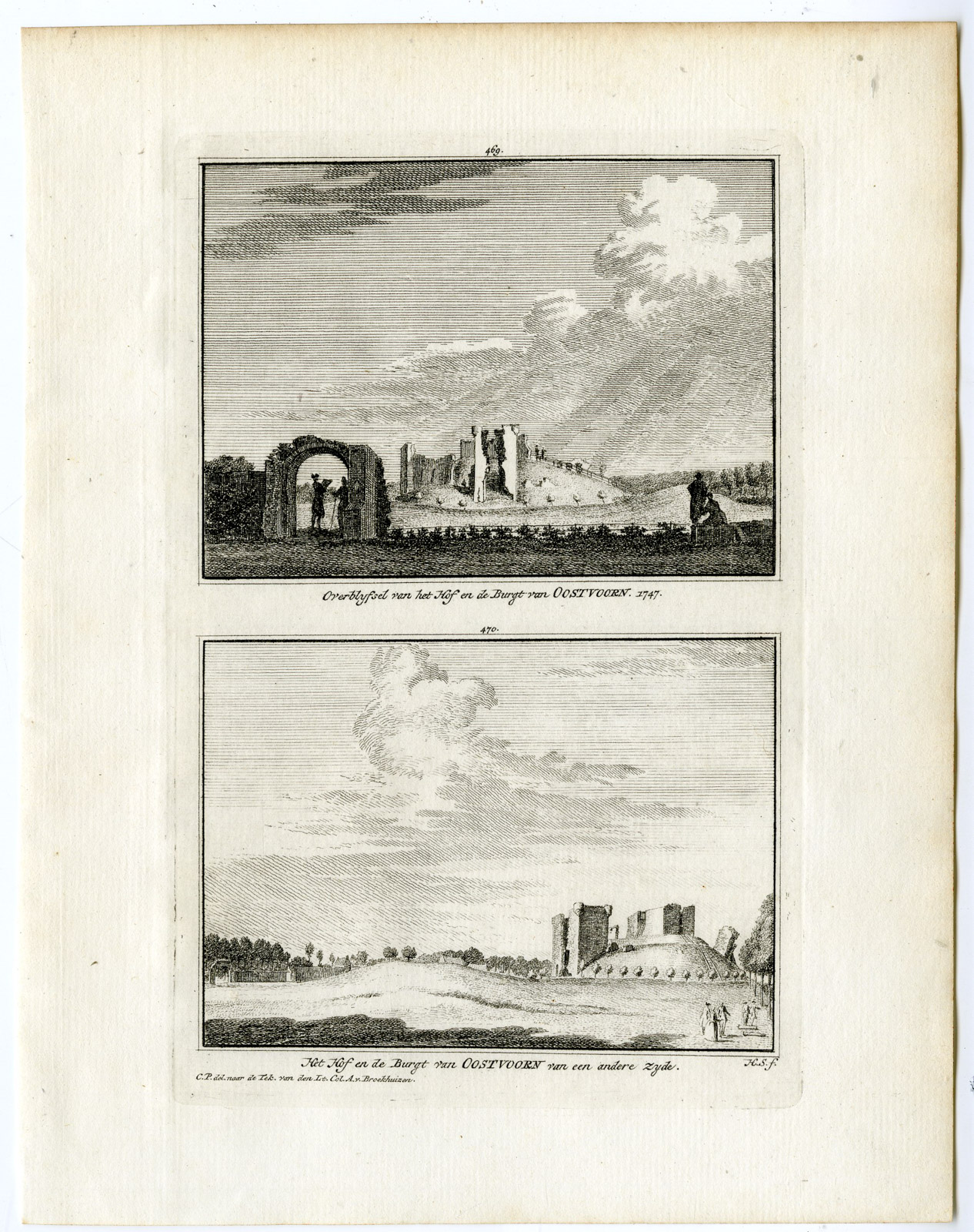 , Antique Print-OOSTVOORNE-BURCHT-CASTLE-RUIN-Spilman-de Beijer-1746, Pictura Antique Prints