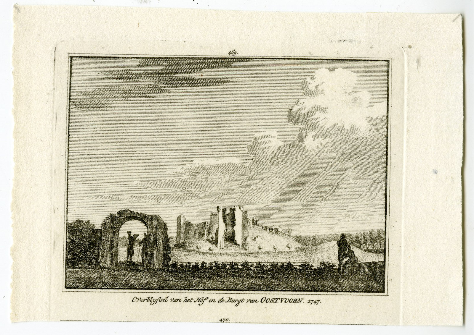 , Antique Print-OOSTVOORNE-BURCHT-CASTLE-RUIN-Spilman-de Beijer-1746, Pictura Antique Prints