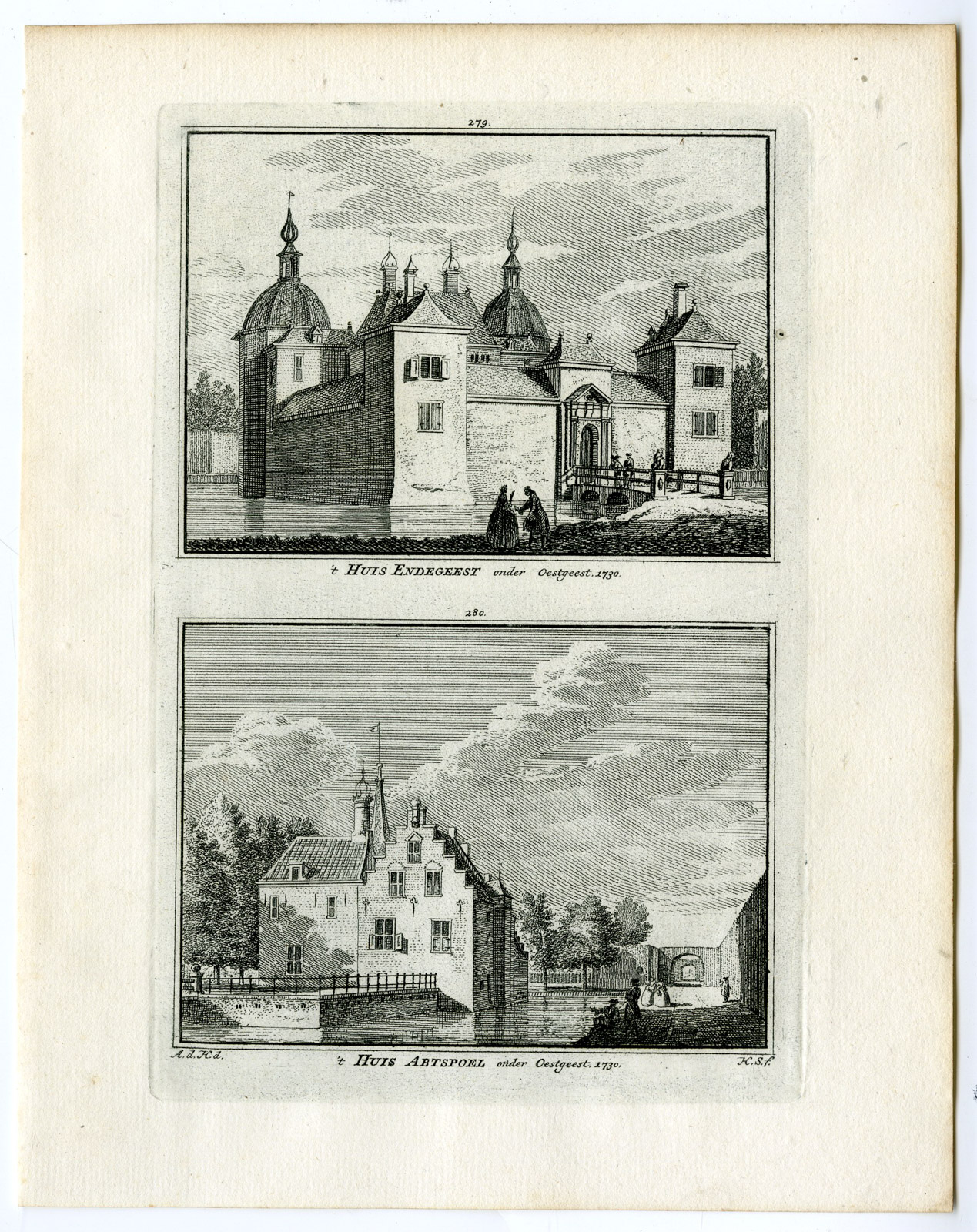 , Antique Print-ENDEGEEST CASTLE-ABSPOEL-OEGSTGEEST-Spilman-de Beijer-1746, Pictura Antique Prints
