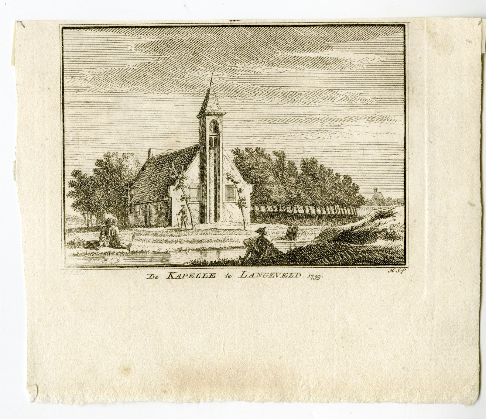 , Antique Print-LANGEVELD-NOORDWIJK-CHAPEL-Spilman-de Beijer-1746, Pictura Antique Prints
