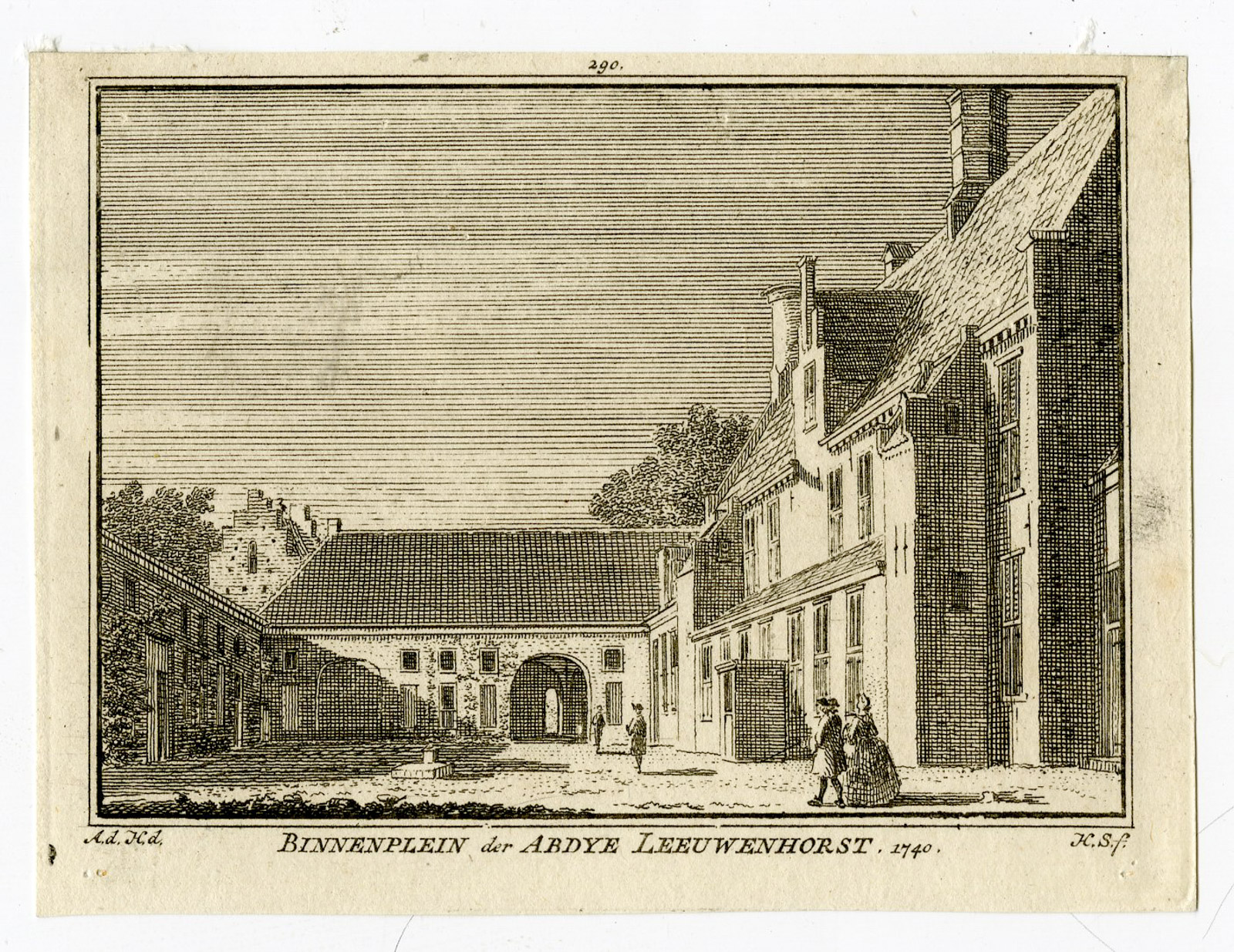 , Antique Print-LEEUWENHORST ABBEY-NOORDWIJKERHOUT-Spilman-de Beijer-1746, Pictura Antique Prints