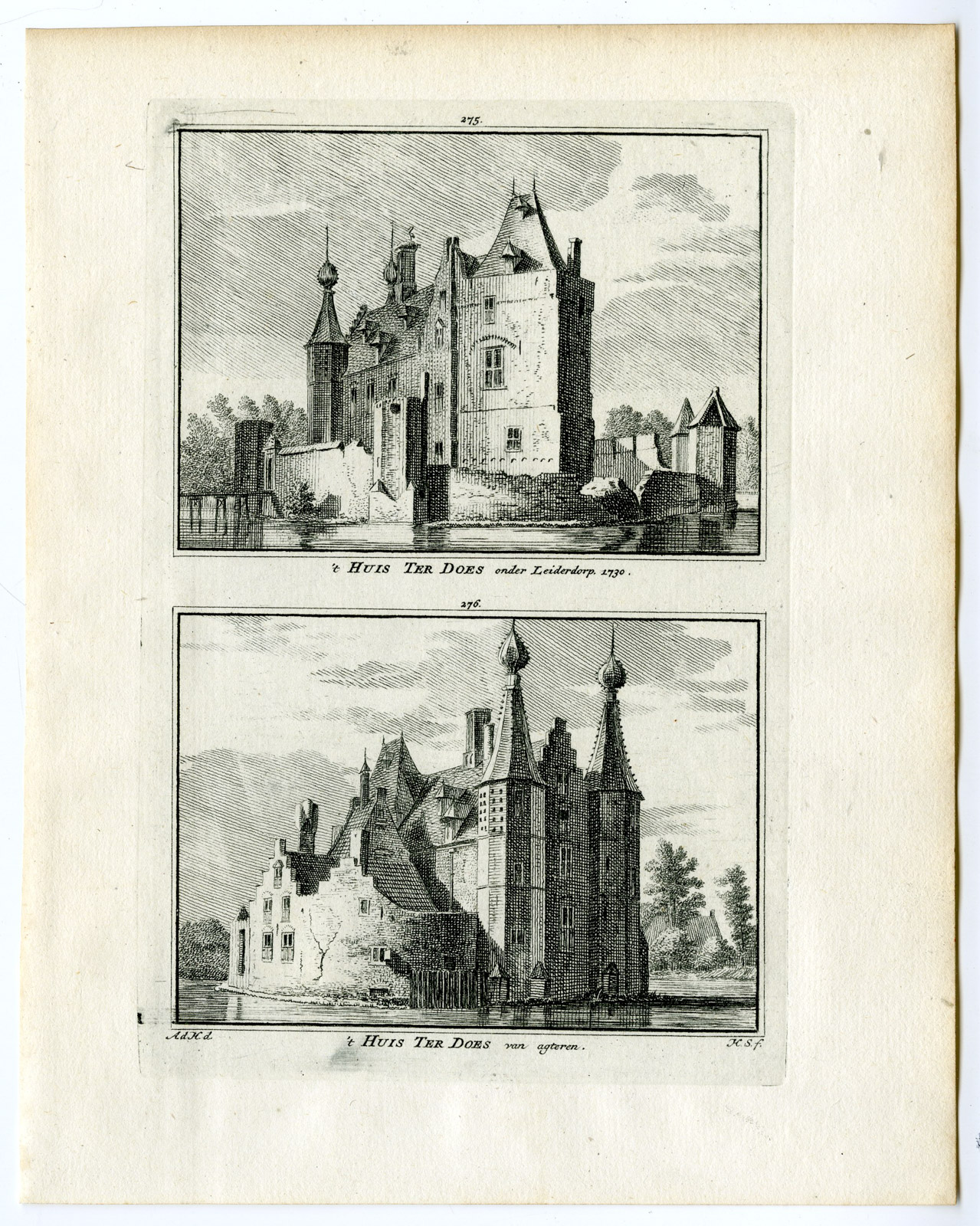 , Antique Print-TER DOES CASTLE-LEIDERDORP-KASTEEL-Spilman-de Beijer-1746, Pictura Antique Prints