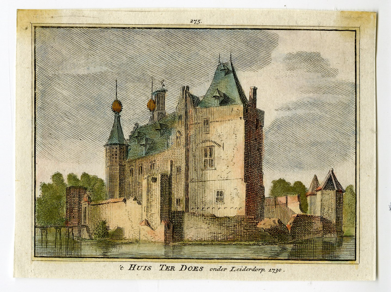 , Antique Print-TER DOES CASTLE-LEIDERDORP-KASTEEL-Spilman-de Beijer-1746, Pictura Antique Prints
