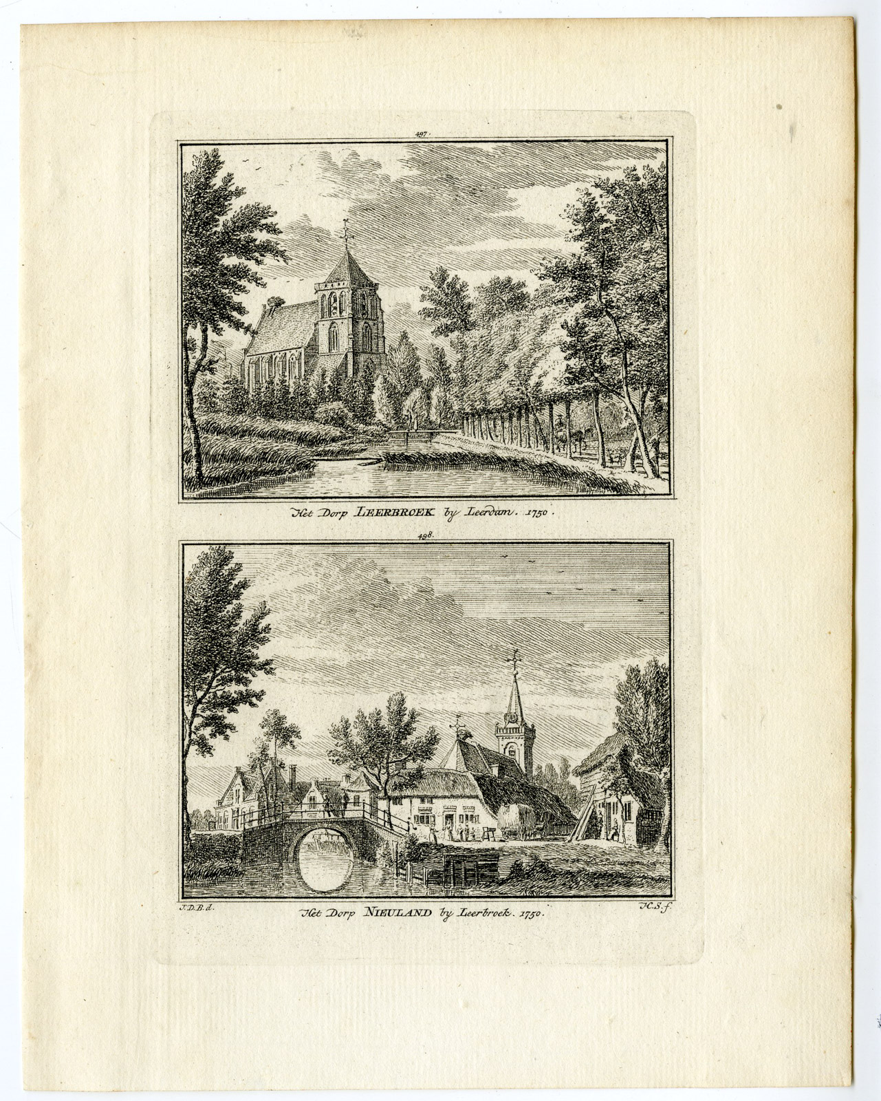 , Antique Print-LEERBROEK-NIEUWLAND-VILLAGE-Spilman-de Beijer-1746, Pictura Antique Prints
