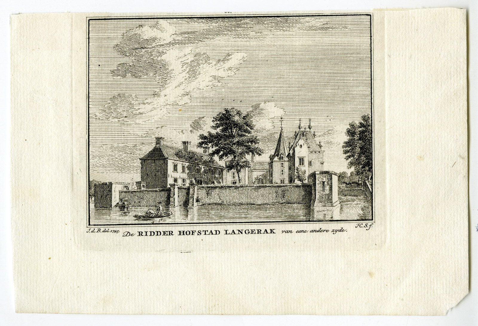 , Antique Print-LANGERAK-CASTLE-KASTEEL-Spilman-de Beijer-1746, Pictura Antique Prints
