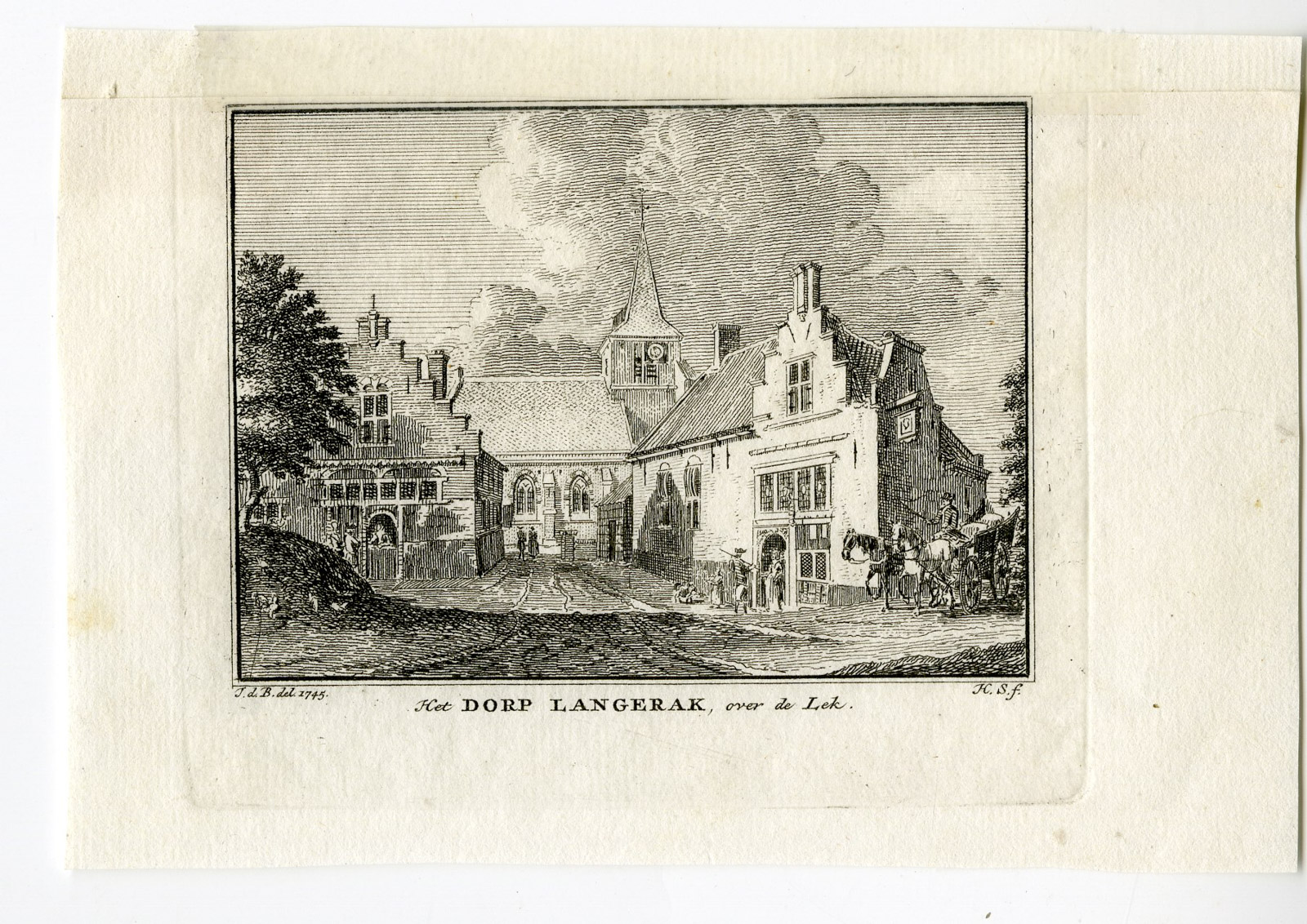 , Antique Print-LANGERAK-VILLAGE-VIEW-Spilman-de Beijer-1746, Pictura Antique Prints