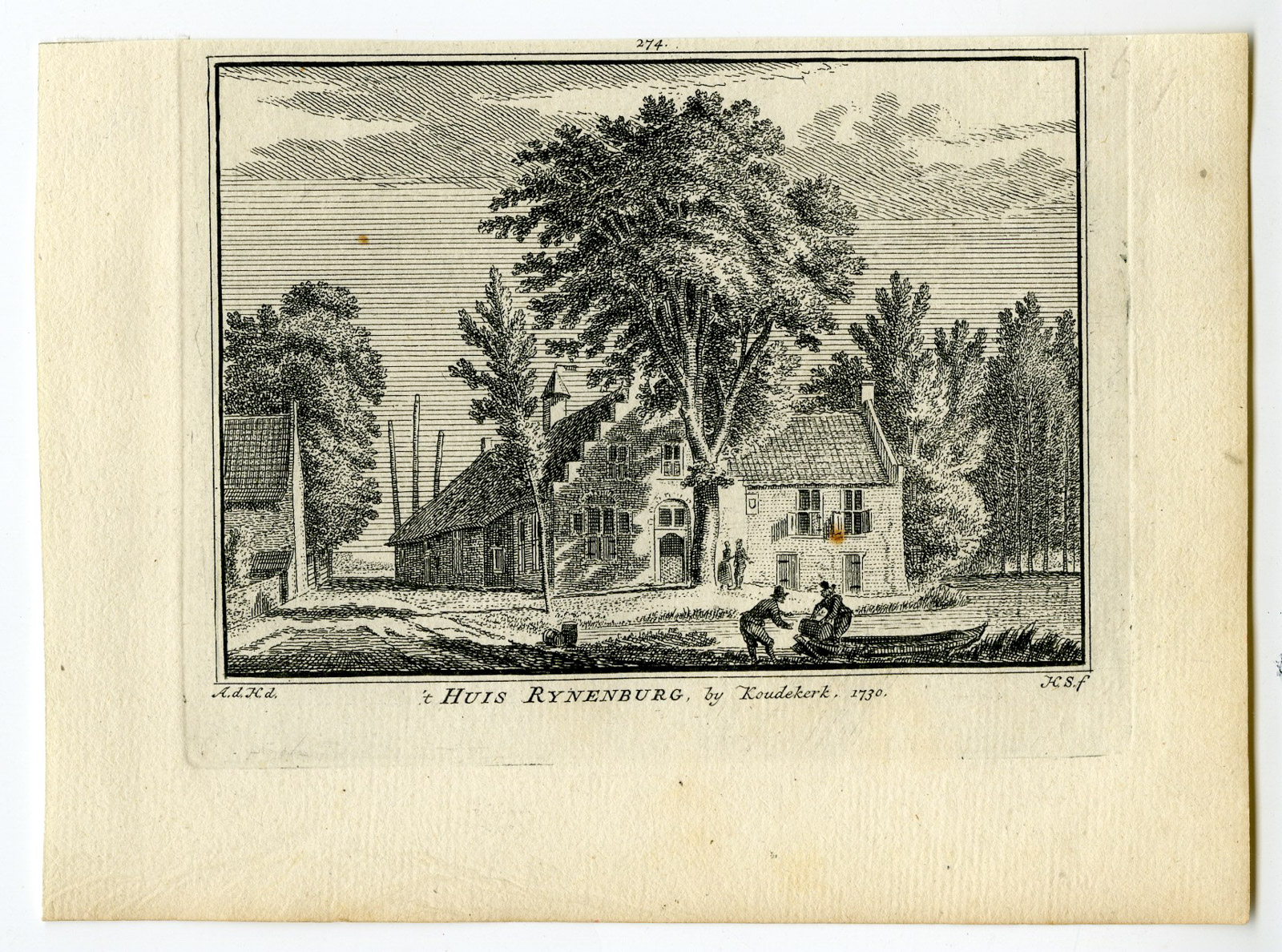 , Antique Print-MANOR-RIJNENBURG-KOUDEKERK A/D RIJN-Spilman-de Beijer-1746, Pictura Antique Prints