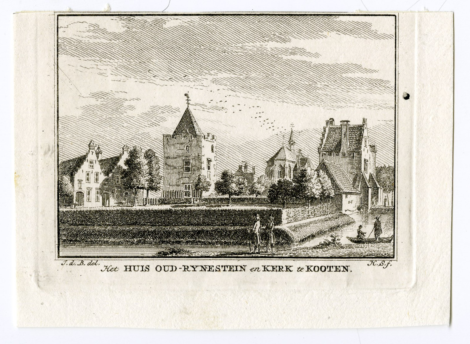 , Antique Print-RHIJNESTIJN CASTLE-CHURCH-COTHEN-Spilman-de Beijer-1746, Pictura Antique Prints