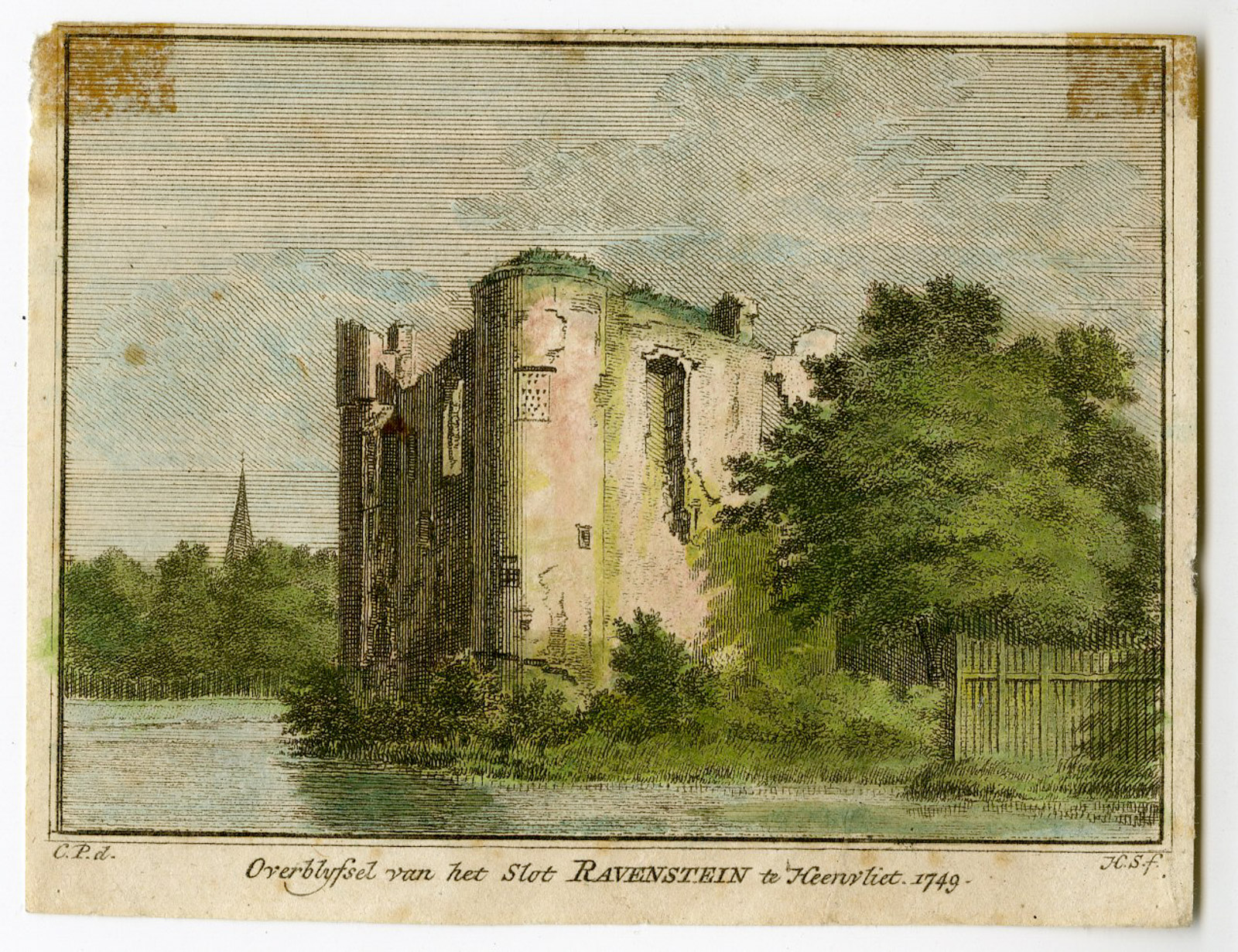 , Antique Print-RAVESTEYN CASTLE-HEENVLIET-Spilman-de Beijer-1746, Pictura Antique Prints