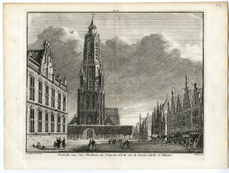 Antique Print-DELFT CITY HALL-NIEUWE KERK-MARKET-Spilman-de Beijer-1746