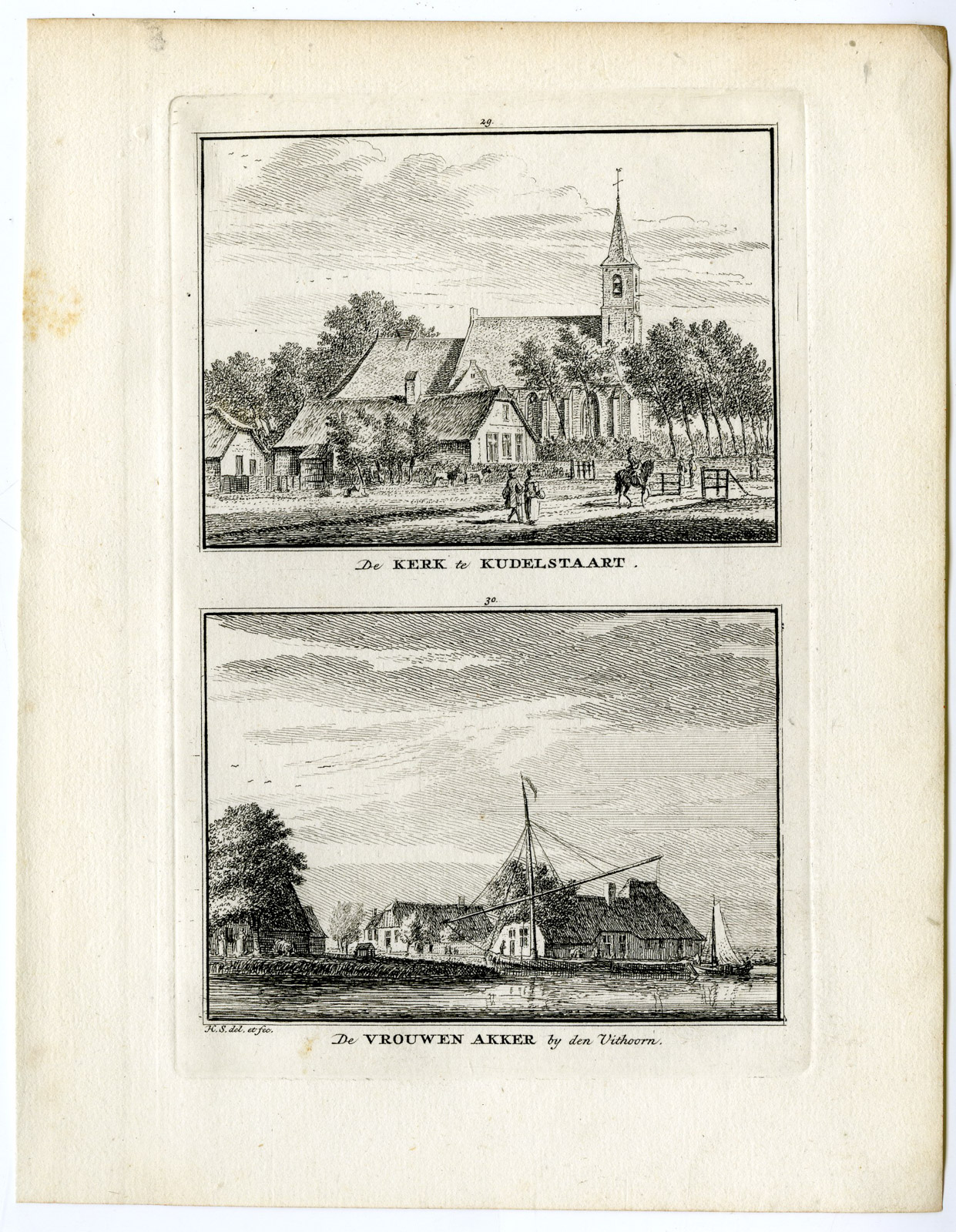 , Antique Print-KUDELSTAART-VROUWENAKKER-VILLAGE-Spilman-de Beijer-1746, Pictura Antique Prints