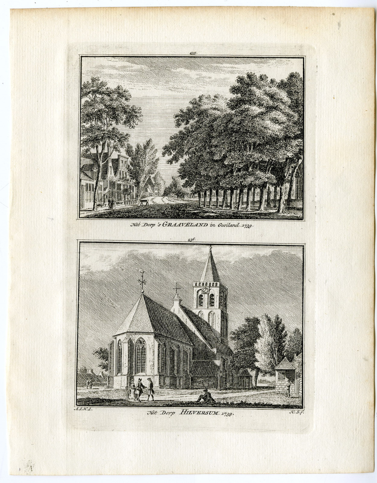 , Antique Print-S GRAVELAND-HILVERSUM-VILLAGE-Spilman-de Beijer-1746, Pictura Antique Prints