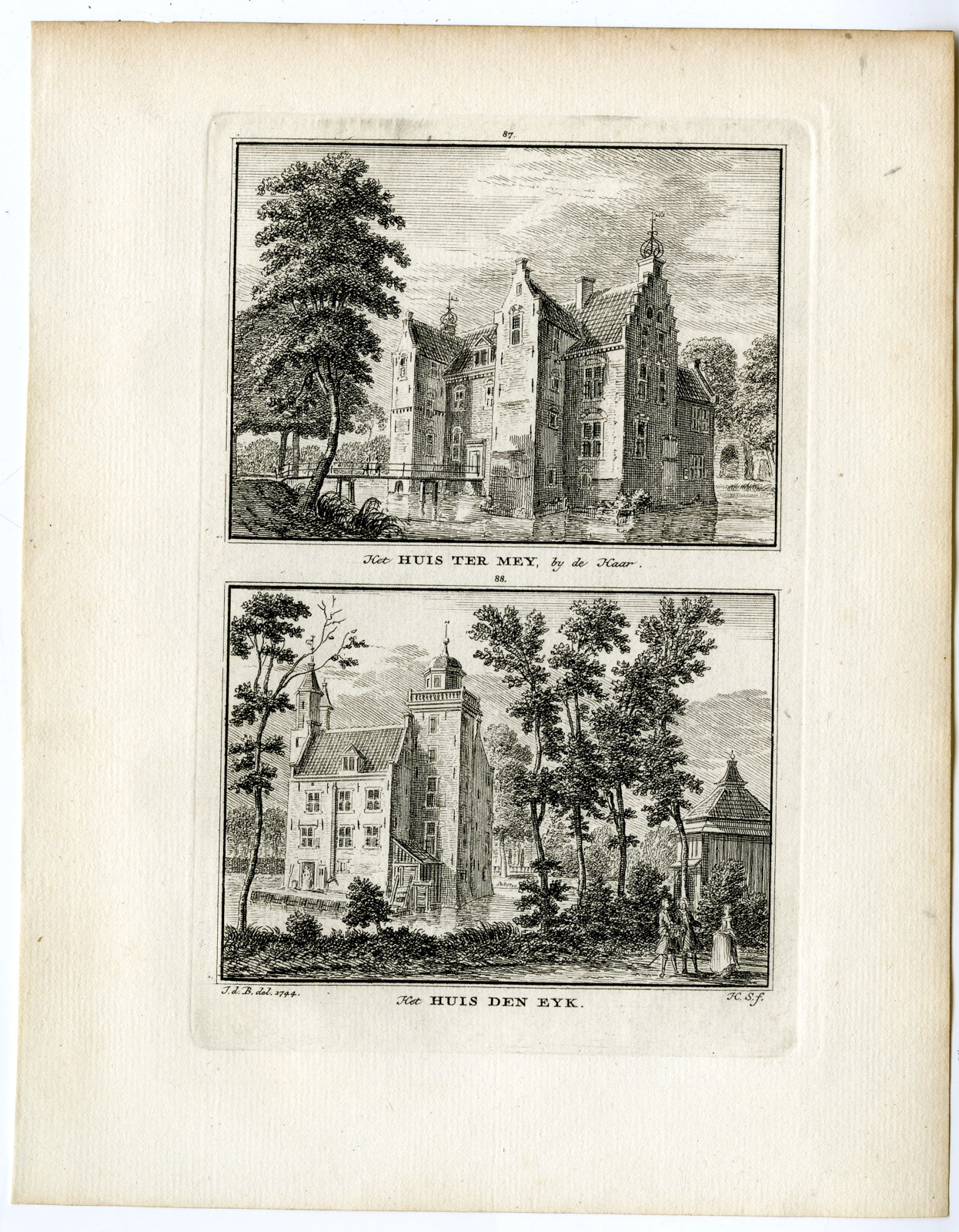 , Antique Print-TER MEY CASTLE-DEN EYK-HAARZUILENS-Spilman-de Beijer-1746, Pictura Antique Prints
