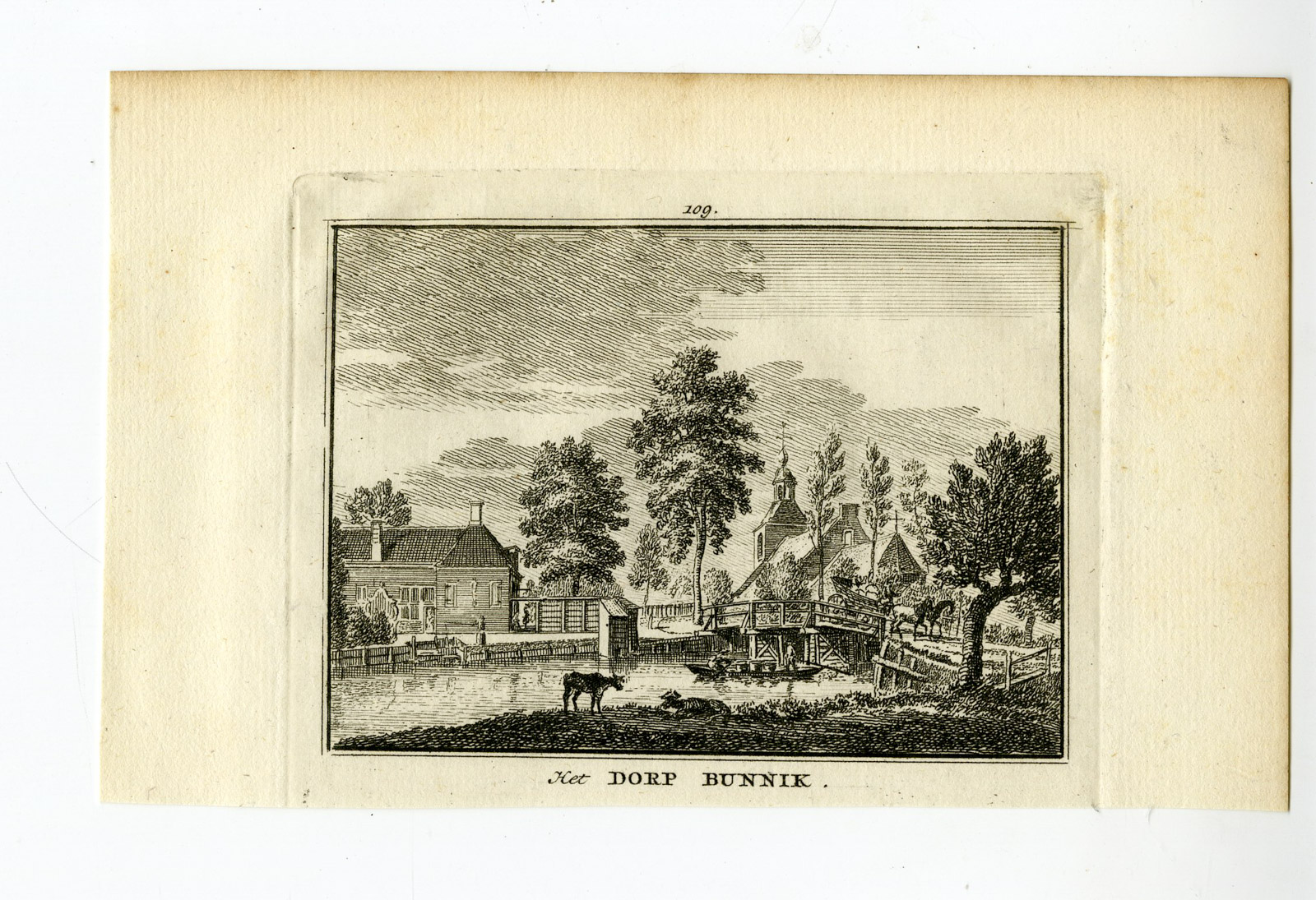 , Antique Print-BUNNIK-VILLAGE-VIEW-Spilman-de Beijer-1746, Pictura Antique Prints
