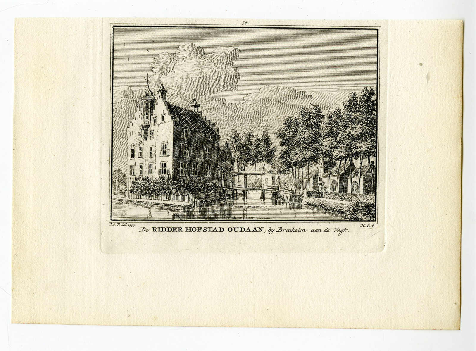, Antique Print-OUDAAN CASTLE-BREUKELEN-Spilman-de Beijer-1746, Pictura Antique Prints