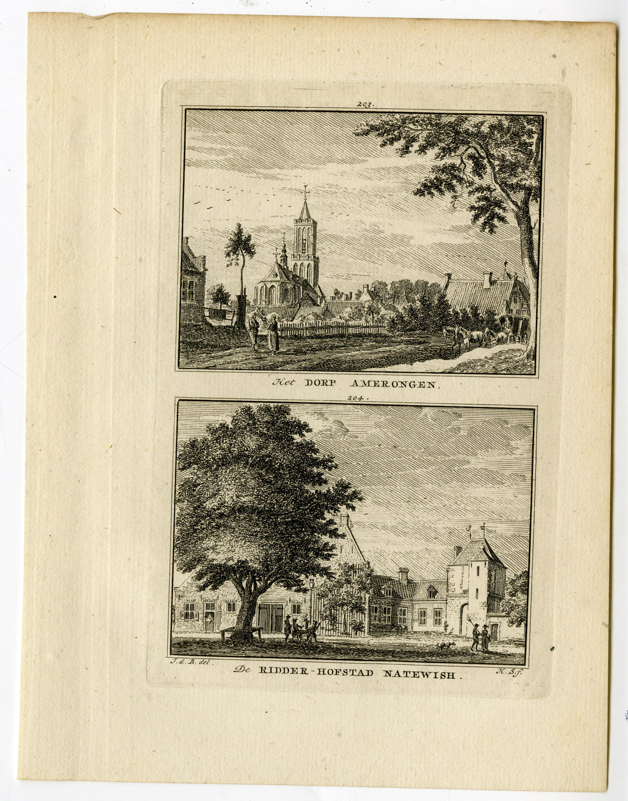 , Antique Print-AMERONGEN-NATEWISCH CASTLE-Spilman-de Beijer-1746, Pictura Antique Prints