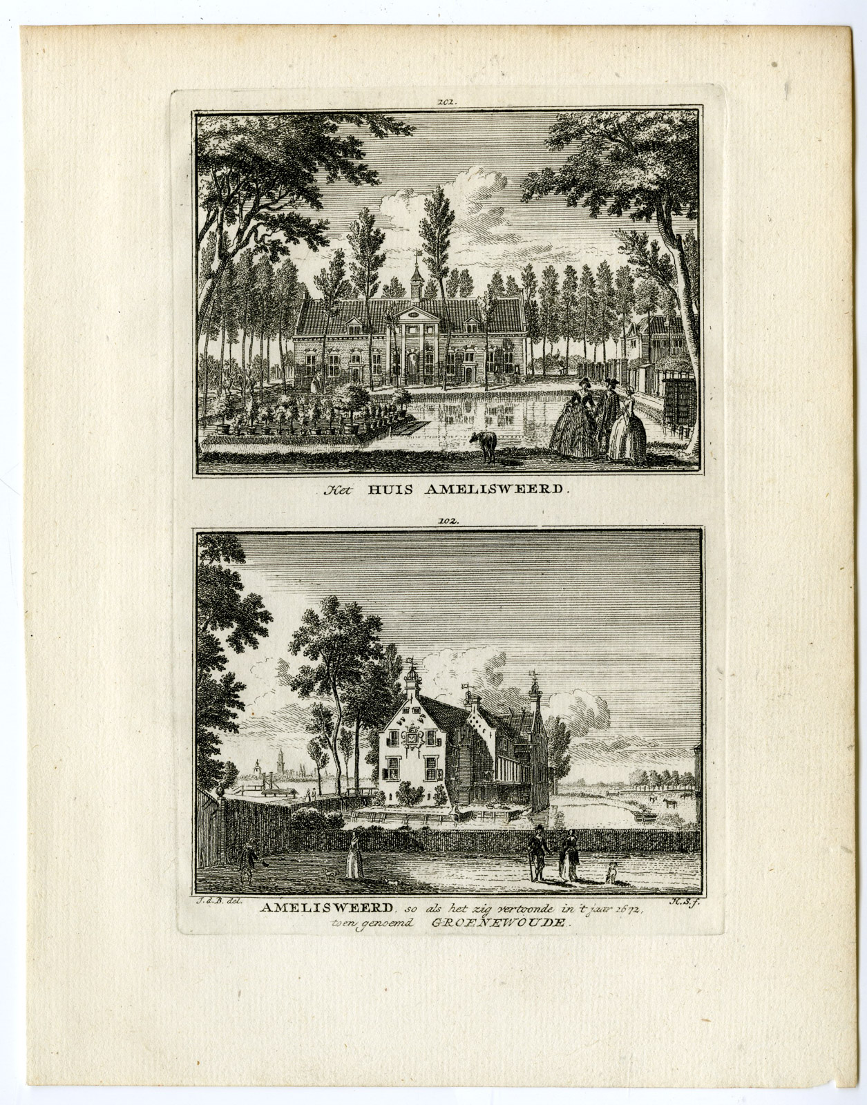 , Antique Print-AMELISWEERD-MANOR-BUNNIK-Spilman-de Beijer-1746, Pictura Antique Prints
